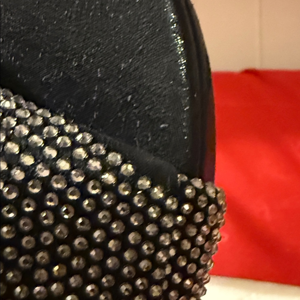 Jessica Simpson Black Crystal Cross-Band Ankle-Strap Heels - Picture 15 of 16